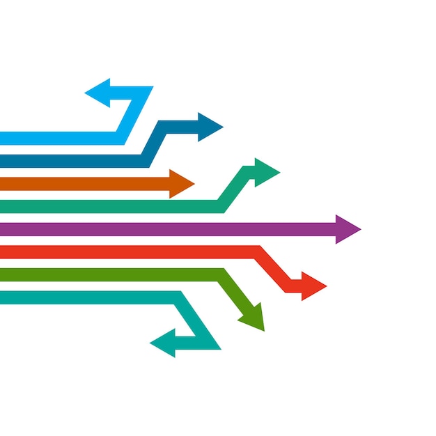 abstract arrows to right. vector illustration. color set of arrows