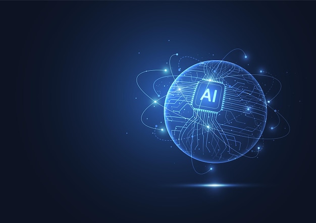 abstract artificial intelligence global network connection digital technology lline composition