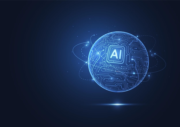 Abstract artificial intelligence global network connection Digital technology lline composition