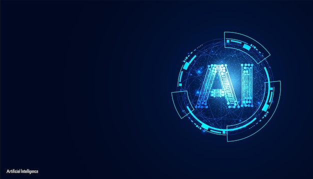 Abstract Artificial Intelligence on Atomic and Technology Background with Computer Systems Circuit