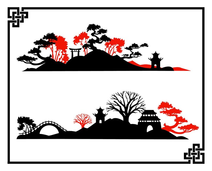 Vektör abstract asian landscape