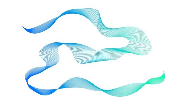 Abstract backdrop with blue and green wave gradient lines on white background. Modern technology background, wave design. Vector illustration
