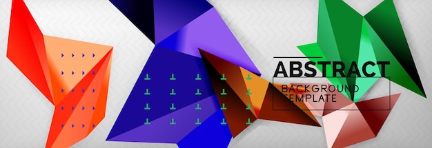 Abstract background flying color geometric triangles composition on grey