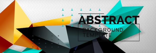 Abstract background flying color geometric triangles composition on grey