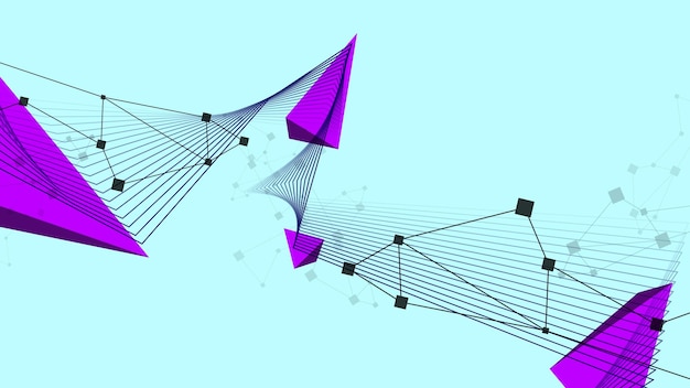 Abstract background geometric shape design Triangle and line wave internet signal Technology wireframe networking
