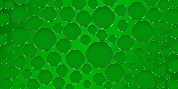 abstract background made of big holes in different sizes with shiny edges in green colors