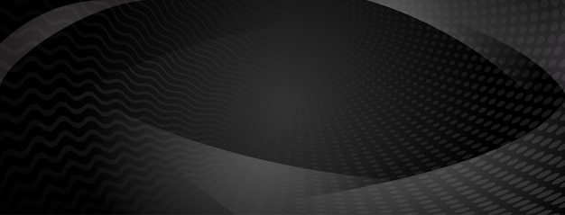 Abstract background made of curves and halftone dots in black and gray colors