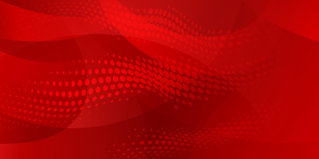 Abstract background made of halftone dots and curved lines in red colors