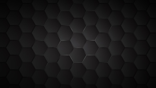 Abstract background of black hexagon tiles with gray gaps between them
