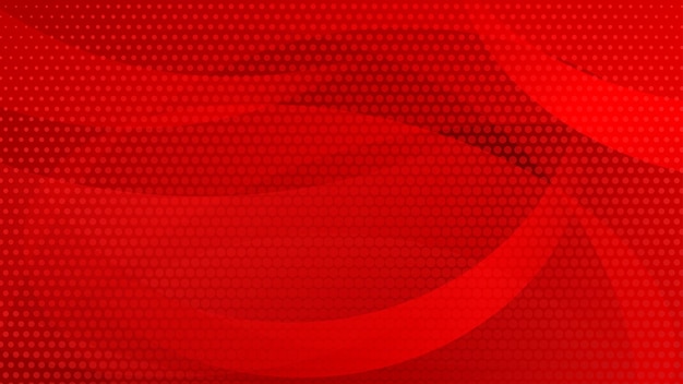 Abstract background of curved lines curves and halftone dots in red colors