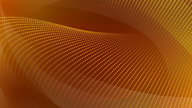 Abstract background of curved surfaces and halftone dots in orange colors