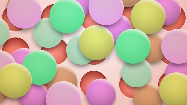 Abstract background of holes and multicolored circles with shadows
