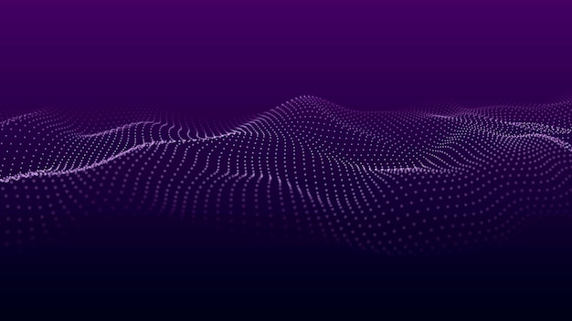 Abstract background of moving particles Futuristic dotted wave Big data Vector illustration