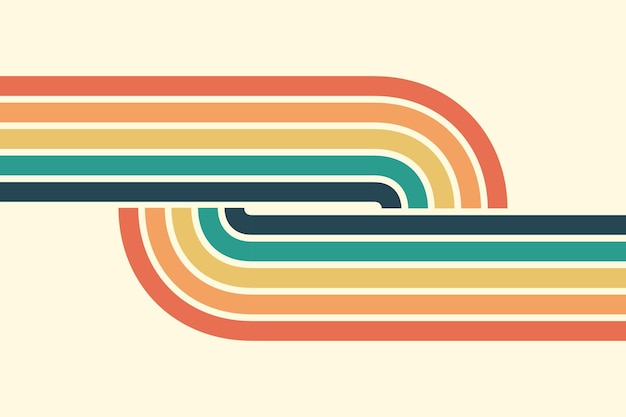 Abstract background of rainbow groovy Wavy Line design in 1970s Hippie Retro style