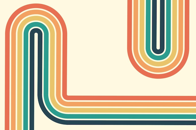 abstract background of rainbow groovy wavy line design in 1970s hippie retro style