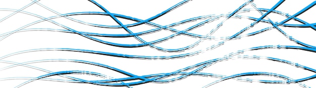 Abstract background of wavy intertwining lines with shadows light blue on white