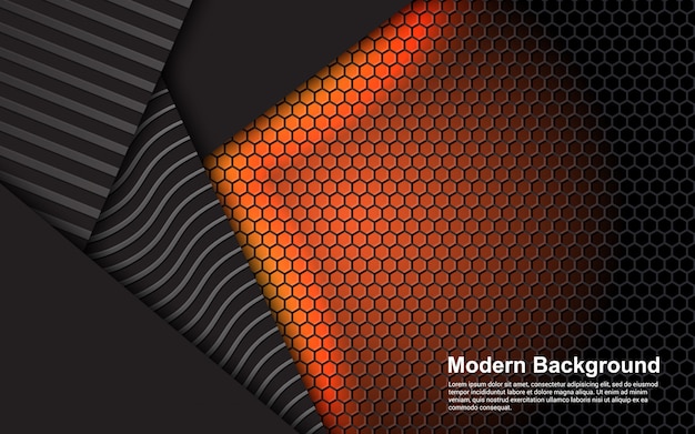 Abstract background orange dimension on black modern