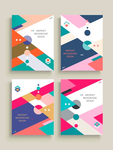 abstract background pattern design set with colorful geometric elements