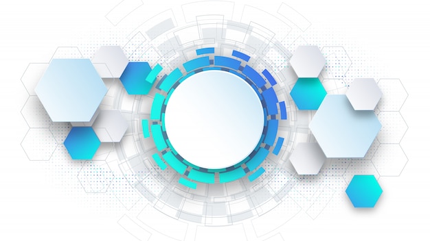 Abstract background template science and technology presentation, hexagonal shape with blue and soft color. 