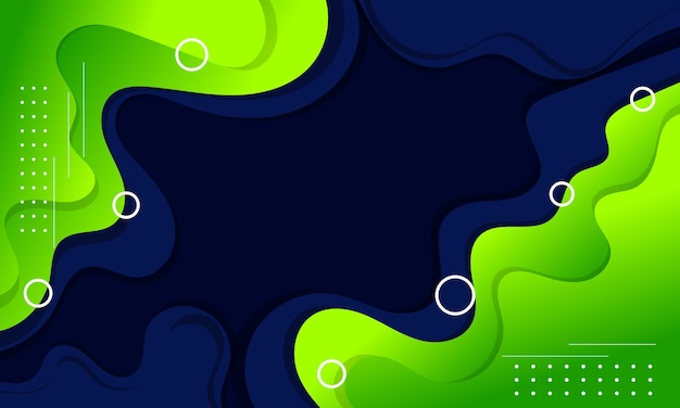 Abstract Background with Blue and Green Wavy Shapes and White Circles