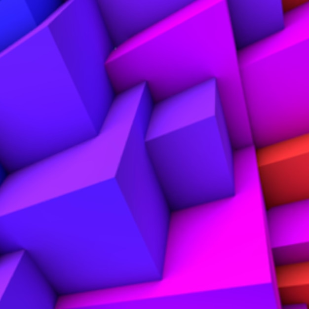 abstract background with blue to red gradient overlapping cubes