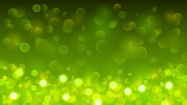 Abstract background with bokeh effect Blurred defocused lights in green colors