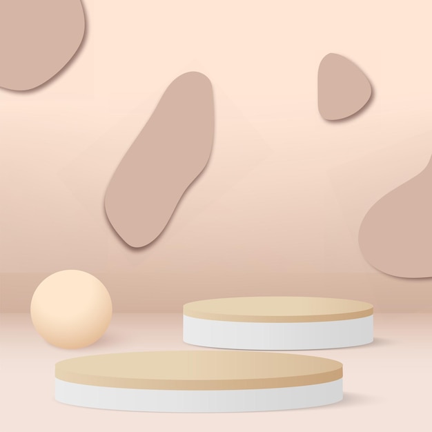 Abstract background with cream color geometric 3d podiums. Vector illustration.