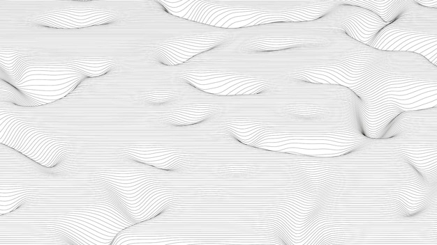 Abstract background with distorted line shapes on a white background Monochrome sound line waves