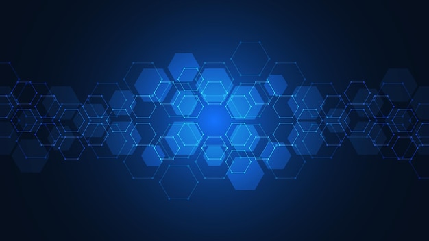 Abstract background with geometric shapes and hexagon pattern