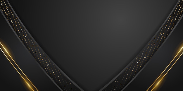 Abstract background with glitter and golden lines glowing dots golden combinations vector
