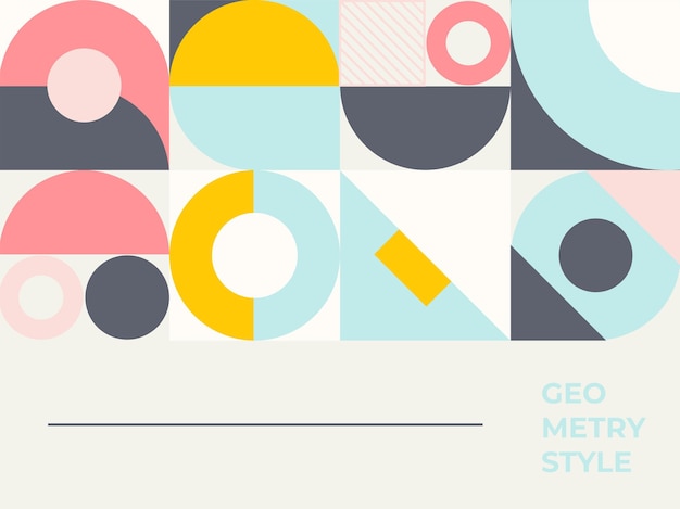 abstract background with half circle square line dot wave geometric textures, memphis style