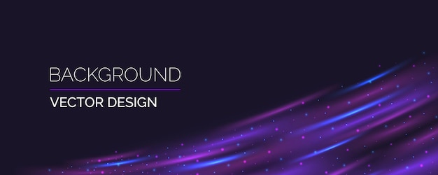 Abstract background with purple and blue neon lights and glowing particles