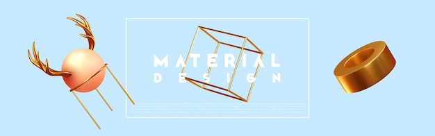 Abstract background with realistic geometric objects 3d shape. Designed by Trendy minimal poster. vector illustration