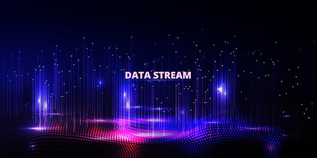 Abstract big data background Cyberspace network Information stream Visual code of science technology Media connection Digital communication dark backdrop Vector wallpaper concept