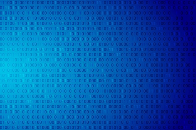abstract binary code dark blue gradient background.