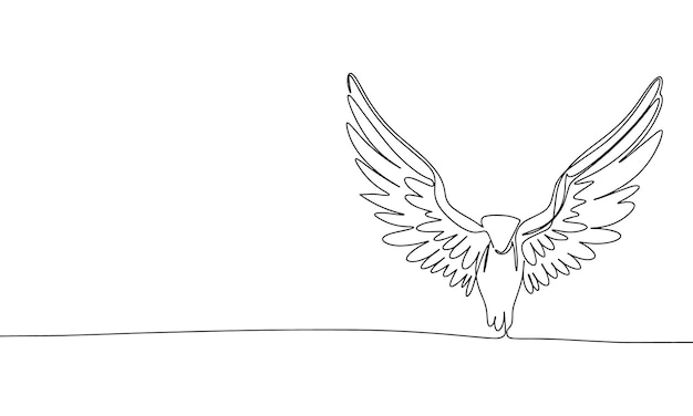 abstract bird with wings in continuous line art drawing style minimalist black linear sketch