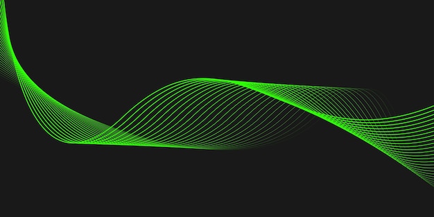 Abstract black elegant background with green shining lines waves modern background for banner poster cover brochure flyer website