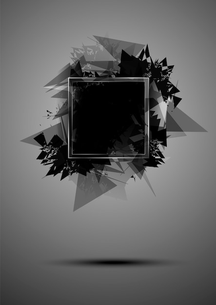 Abstract black explosion of triangles with a frame