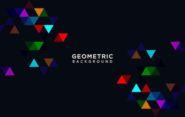 Abstract black geometric background with colorfull triangle shapes
