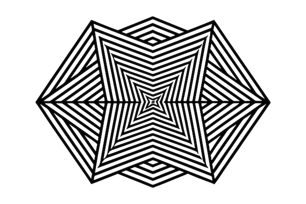 Abstract Black line Round design spiral geometric mandala illusion circle in white background