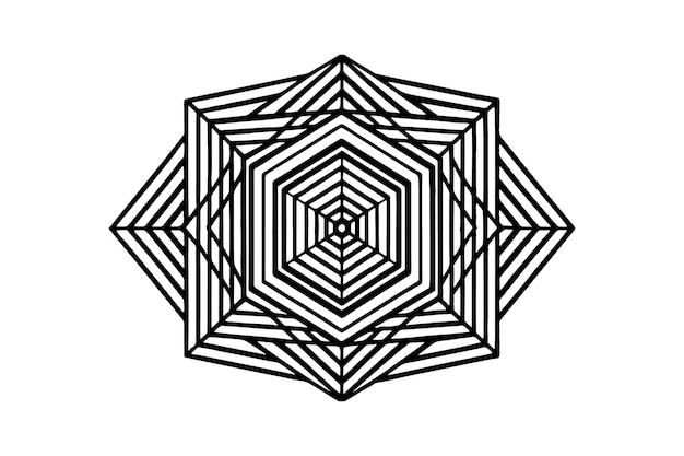 Abstract Black line Round design spiral geometric mandala illusion circle in white background