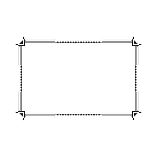 abstract black simple line rectangular frame doodle outline element vector design style sketch