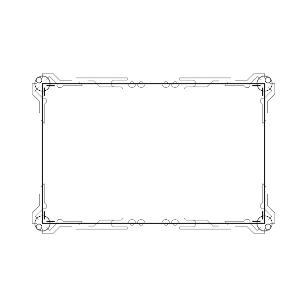Abstract Black Simple Line Rectangular Frame Doodle Outline Element Vector Design Style Sketch