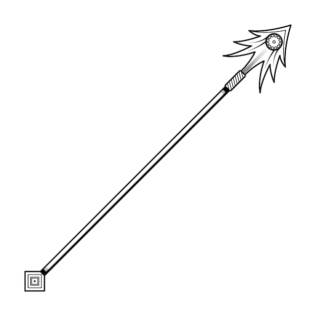 abstract black simple line spear weapon doodle outline element vector design style sketch isolated