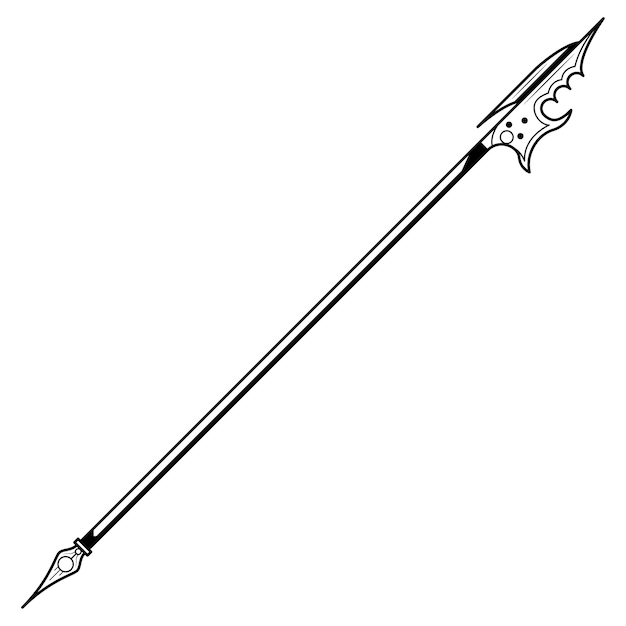 abstract black simple line spear weapon doodle outline element vector design style sketch isolated