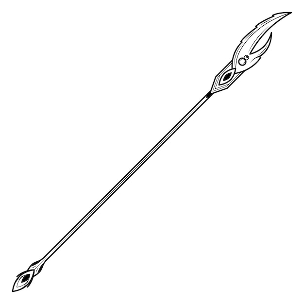 abstract black simple line spear weapon doodle outline element vector design style sketch isolated