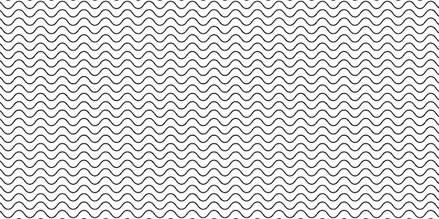 Abstract Black Wavy Pattern Lines On White Background