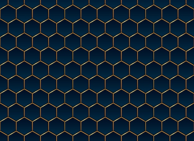 Abstract blue and gold hexagon pattern background