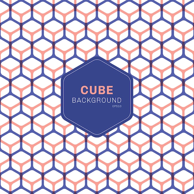 Abstract blue and pink geometric cube pattern hexagons