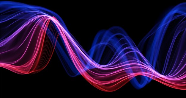 abstract blue and red lines background flow dynamic wave future mesh or sound wave